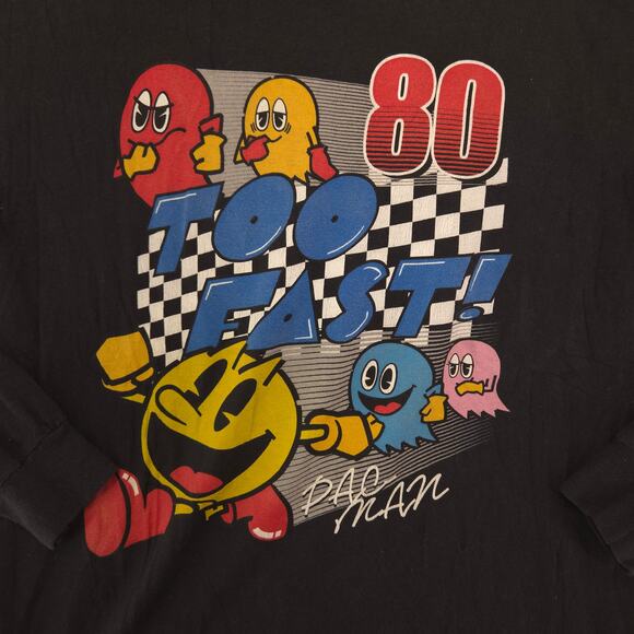 Pacman Video Game Graphic Crew Neck Long Sleeve Shirt Mens Size M Black - Picture 4 of 9